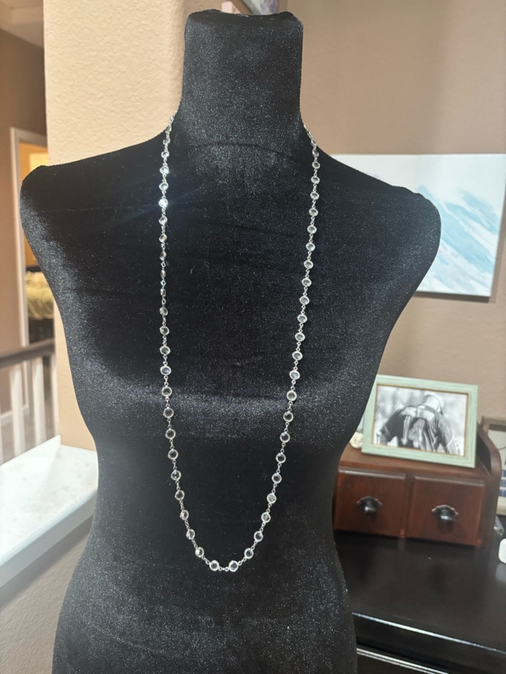 Touchstone Crystal Silver Beaded Station Necklace